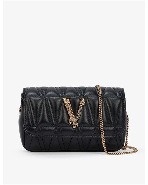 versace black mini virtus bag|Versace quilted leather crossbody bag.